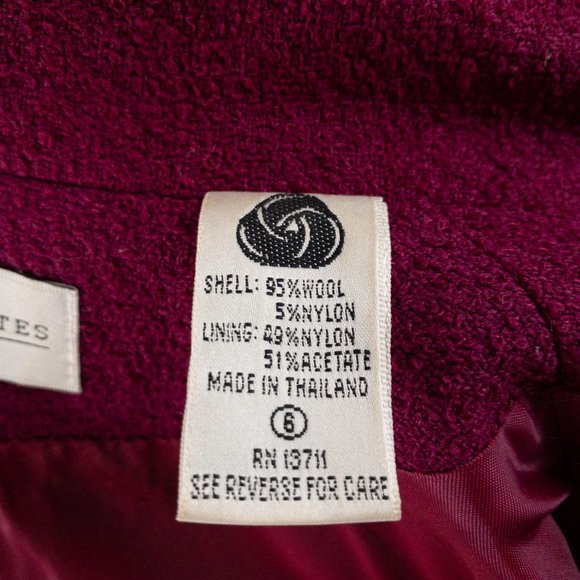 Vintage 80s Jacket S/M Petite Wool Boucle Coat Purple - Picture 10 of 11